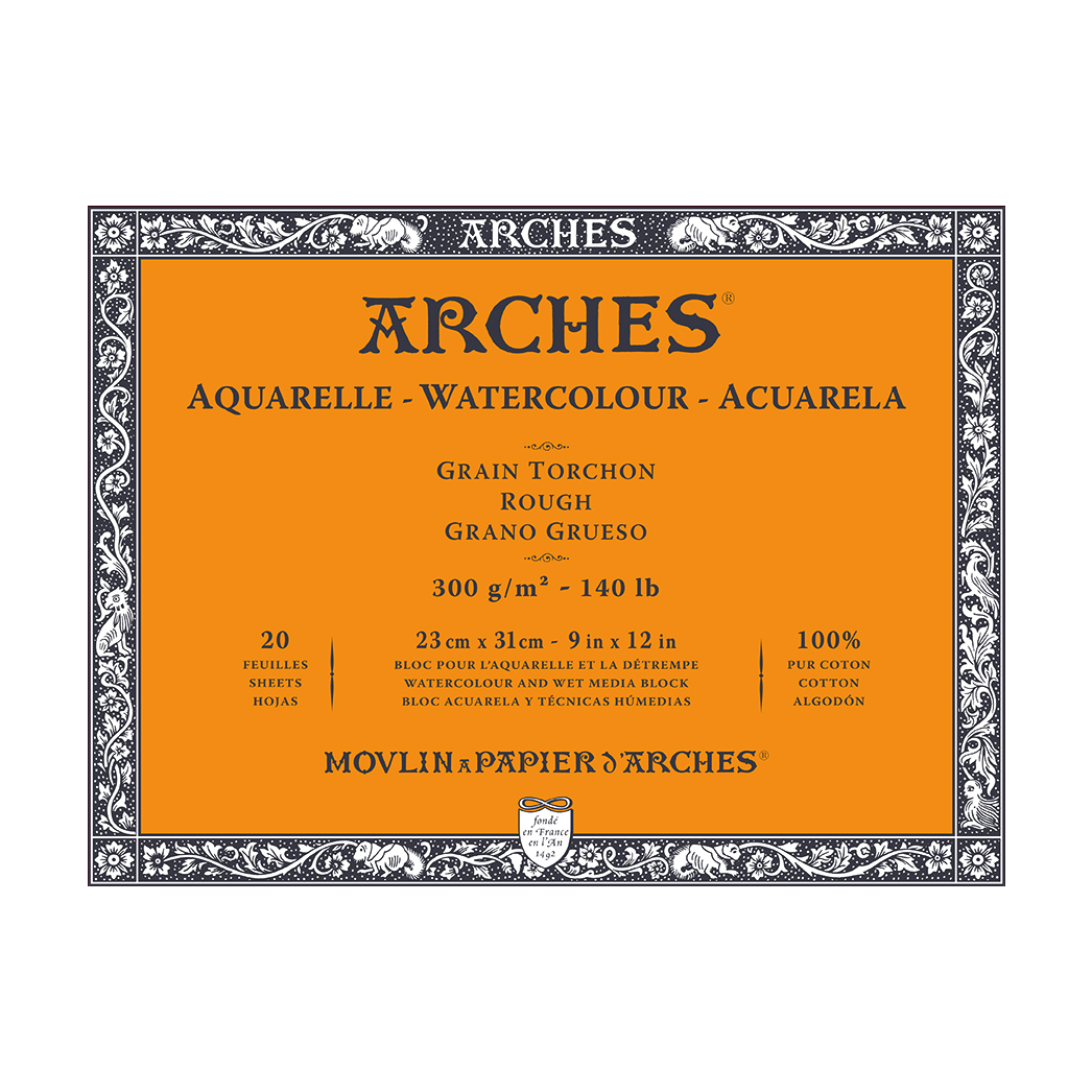 ARCHES акварелен блок Rough природно бела 300 g/m² 10 – 31 cm - 20 листови