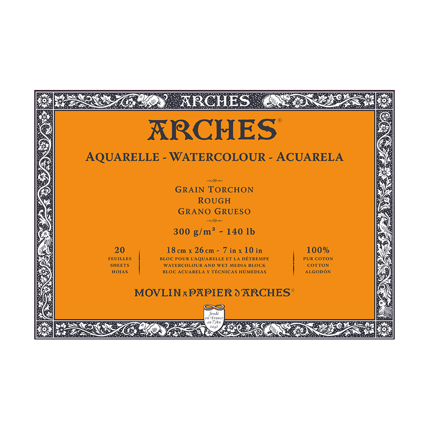 ARCHES акварелен блок Rough природно бела 300 g/m² 10 – 31 cm - 20 листови