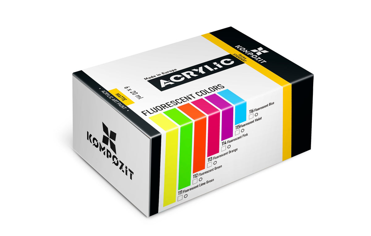 Сет акрилни бои Kompozit STANDART Fluorescent 6 x 20 ml