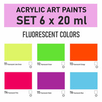 Сет акрилни бои Kompozit STANDART Fluorescent 6 x 20 ml