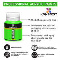 Сет акрилни бои Kompozit STANDART Fluorescent 6 x 20 ml