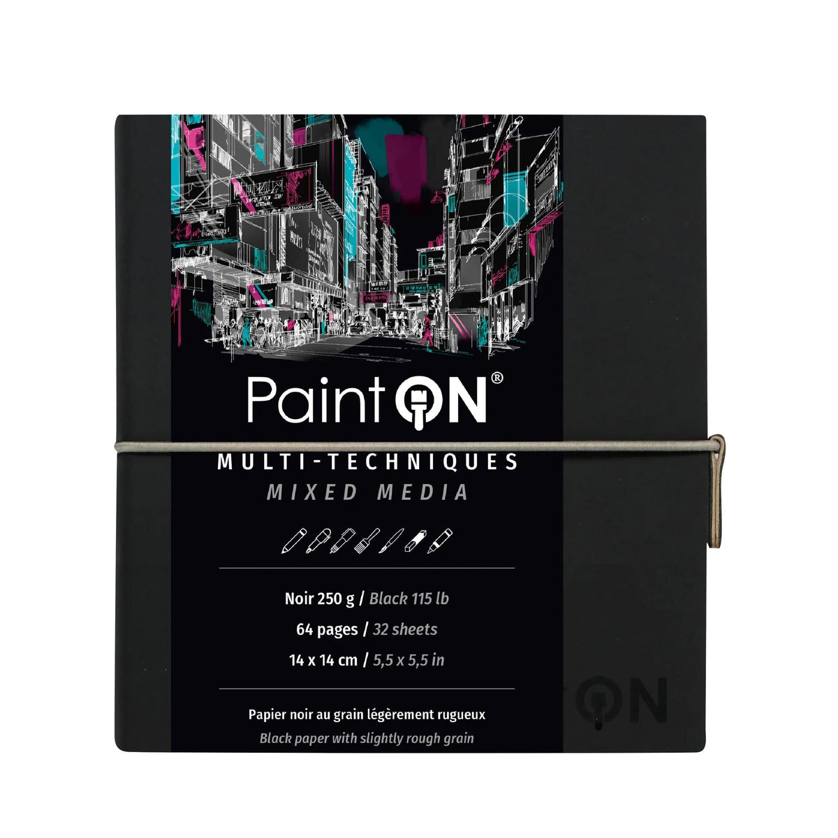 Блок црна хартија CLAIREFONTAINE Paint'On 250 g/m² - 32 листа (A5 – 14 x 14 cm)