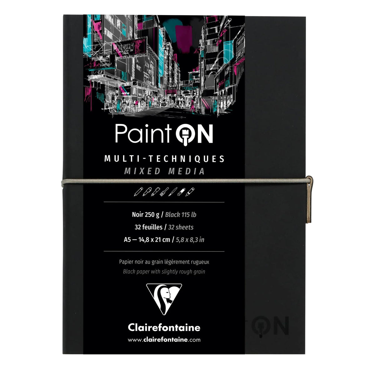 Блок црна хартија CLAIREFONTAINE Paint'On 250 g/m² - 32 листа (A5 – 14 x 14 cm)