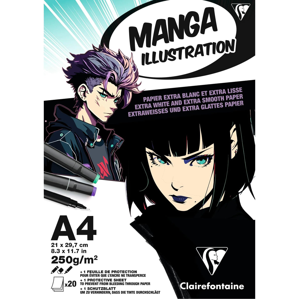 Блок хартија CLAIREFONTAINE Manga Illustration 250 g/m² A5 – A3 - 20 листови
