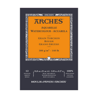 Блок за акварел ARCHES Aquarelle груб релјеф природно бела 300 g/m² – 12 листа