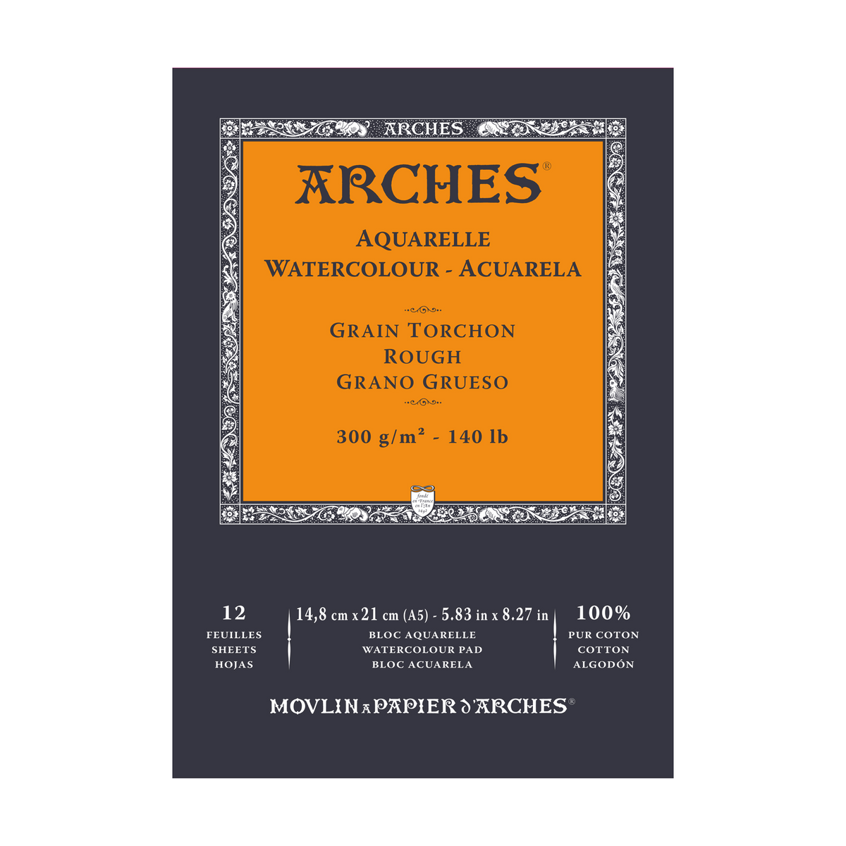 Блок за акварел ARCHES Aquarelle груб релјеф природно бела 300 g/m² – 12 листа