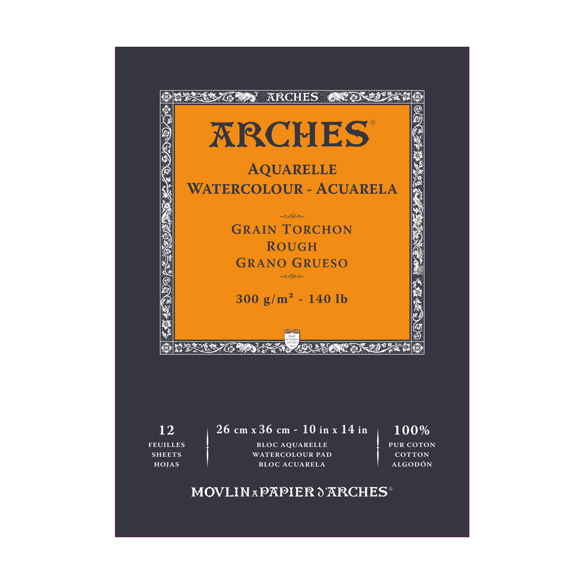 Блок за акварел ARCHES Aquarelle груб релјеф природно бела 300 g/m² – 12 листа