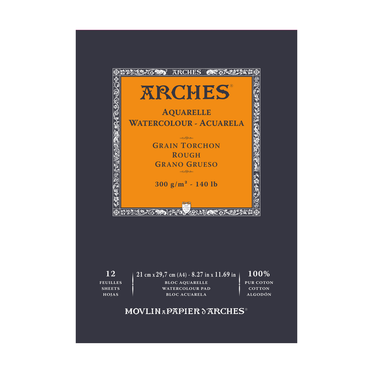 Блок за акварел ARCHES Aquarelle груб релјеф природно бела 300 g/m² – 12 листа