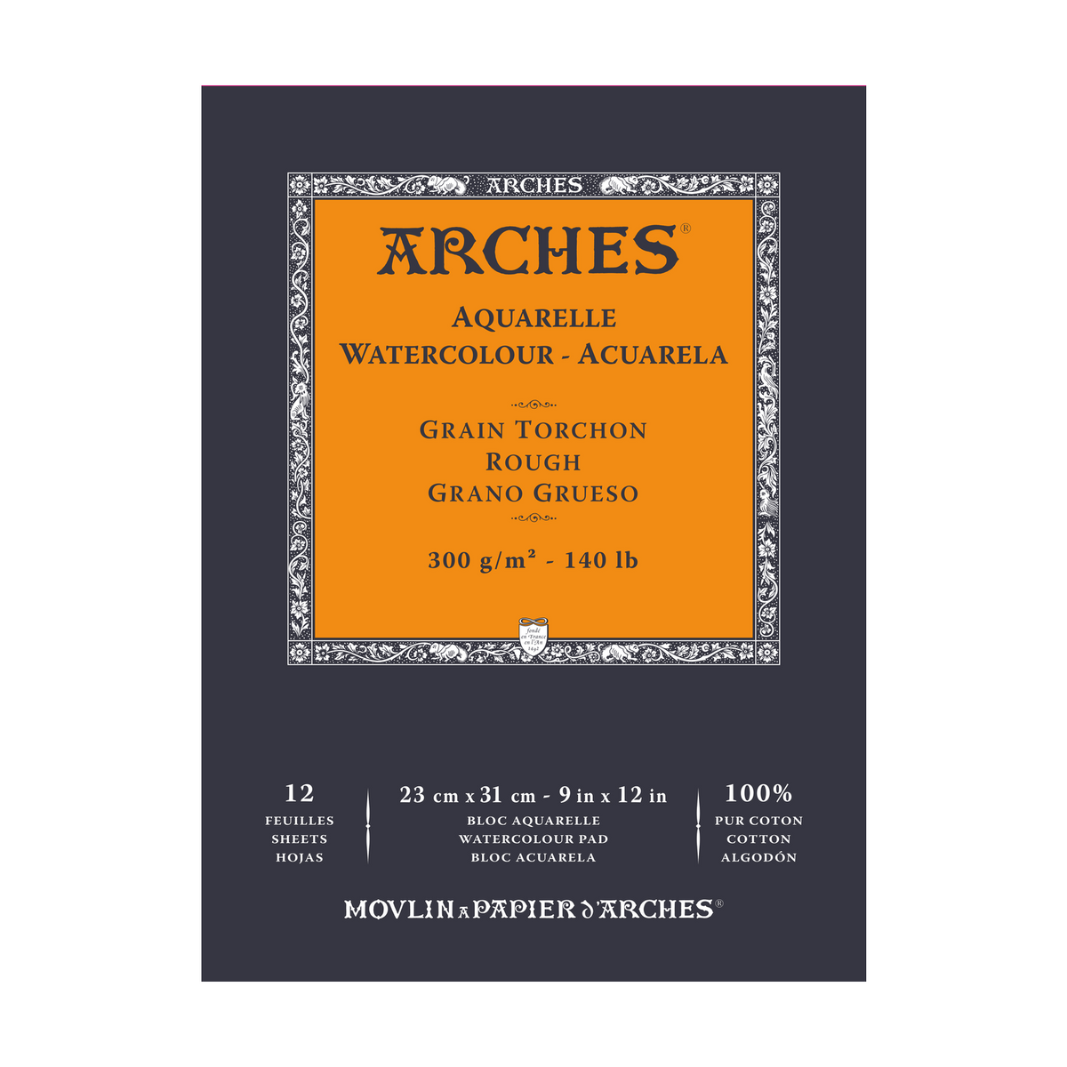 Блок за акварел ARCHES Aquarelle груб релјеф природно бела 300 g/m² – 12 листа