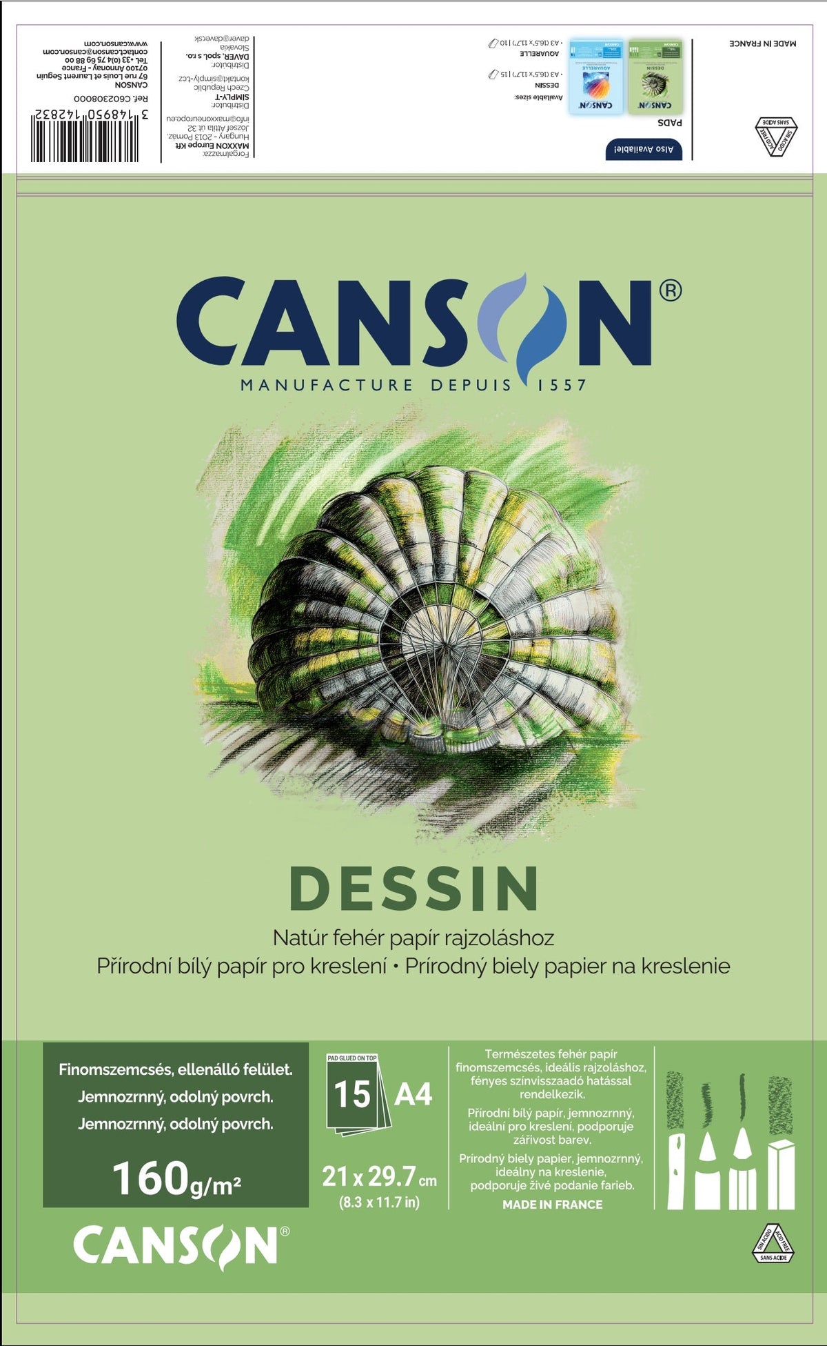 Блок за цртање CANSON Dessin A4 160 g - 15 листа