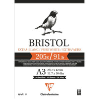 Блок за цртање CLAIREFONTAINE Bristol 205 g/m² – 20 листови, A4 – A3