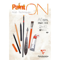 Блок за цртање и сликање Clairefontaine Paint'On микс медиа бел A5 250 g/m² - 40 листови