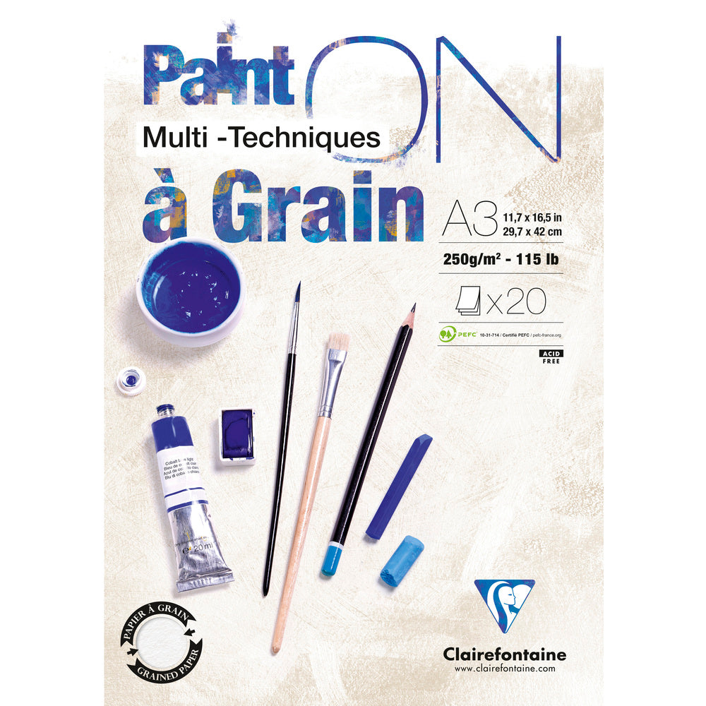 Блок за микс медиа CLAIREFONTAINE Paint'On a grain 250 g – 20 листа