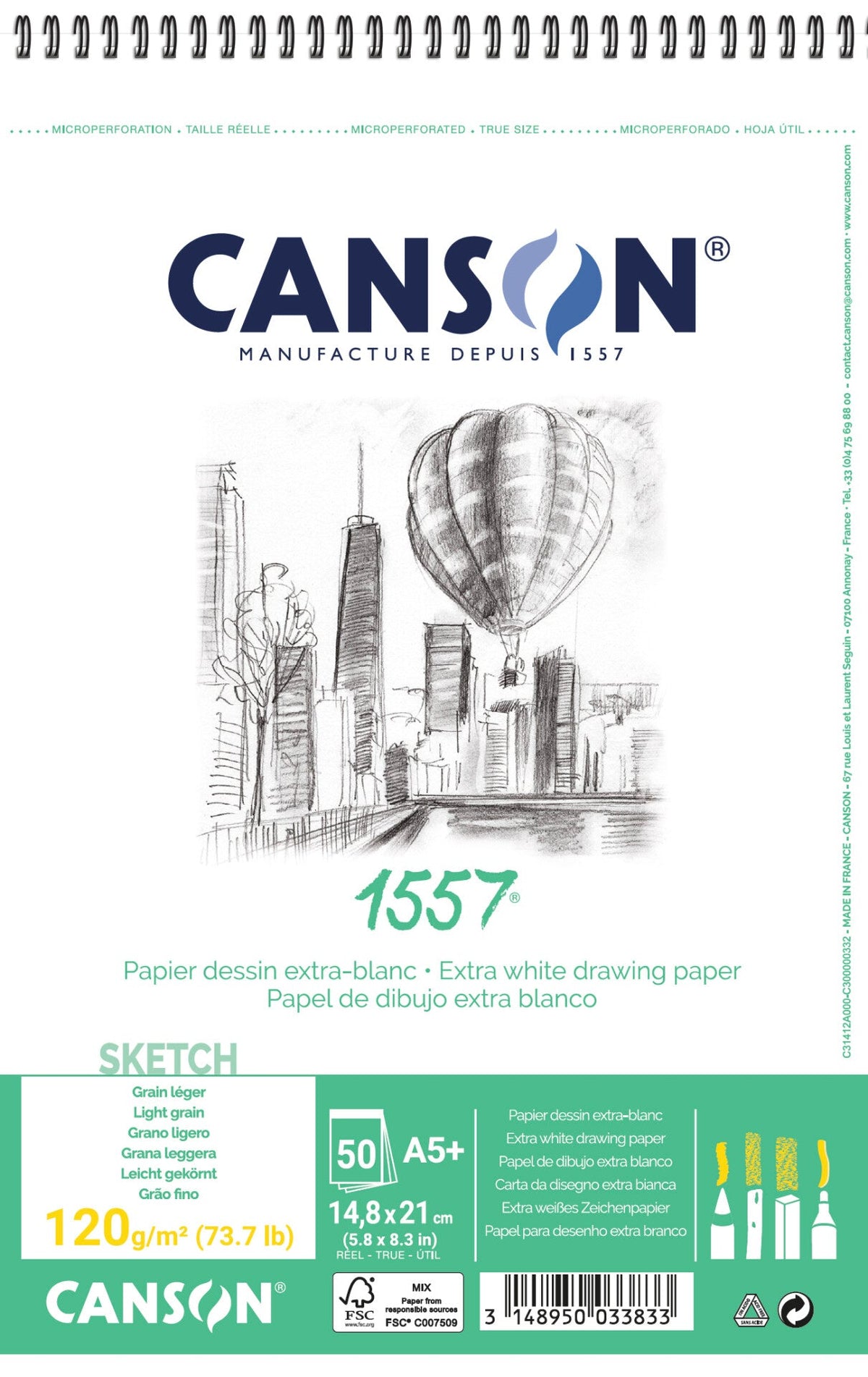 Блок за скицирање CANSON 1557 - 120 g, 50 листа