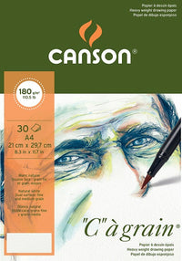 Блок за скицирање CANSON C a grain 180 g - 30 листа, A4, ситнозрнест залепен