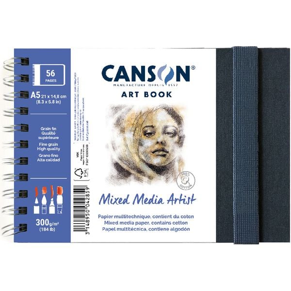 Блок за скицирање CANSON Mix Media Art Book 300 g 56L 14 x 21 cm со тврд повез
