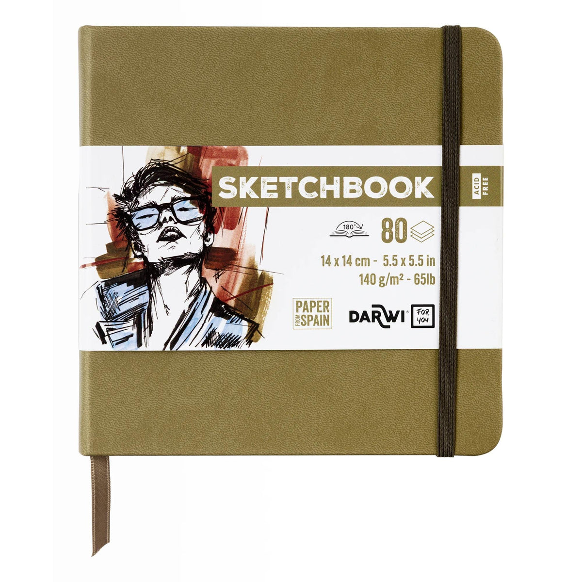 Блок за скицирање DARWI Khaki 14 x 14 cm, 140 g, 80 листа
