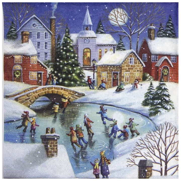 Caлфетки за декупаж Winterly Ice Skating - 1 парче