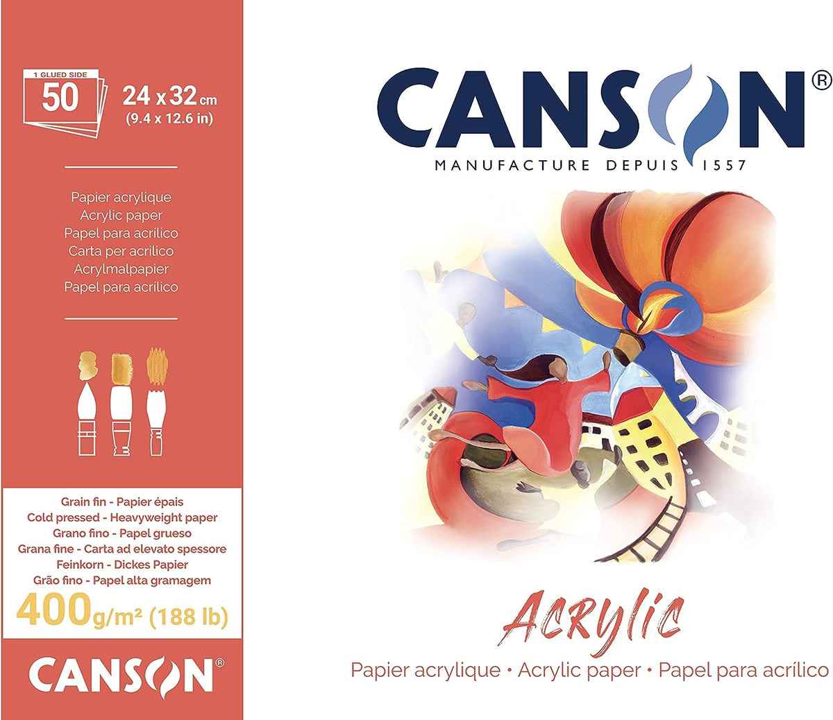 Canson блок за акрил CP Natural White 400 g/m² - 50 листа, 24 x 32 cm