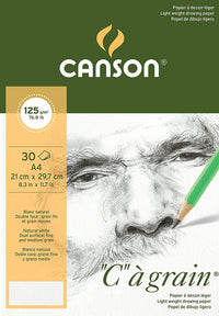 Блок за скицирање CANSON C a grain 125 g/m² - 30 листа, A4, ситнозрнест залепен