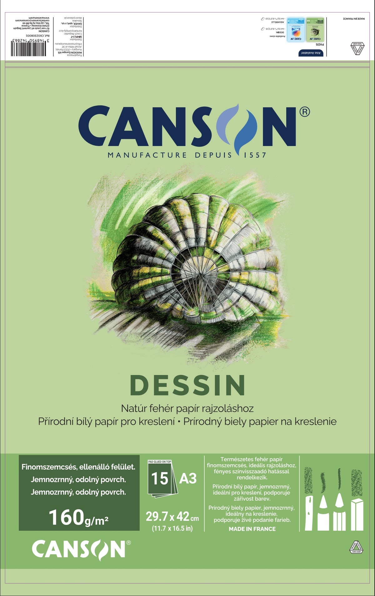 Блок за цртање CANSON Dessin A3 160 g - 15 листа