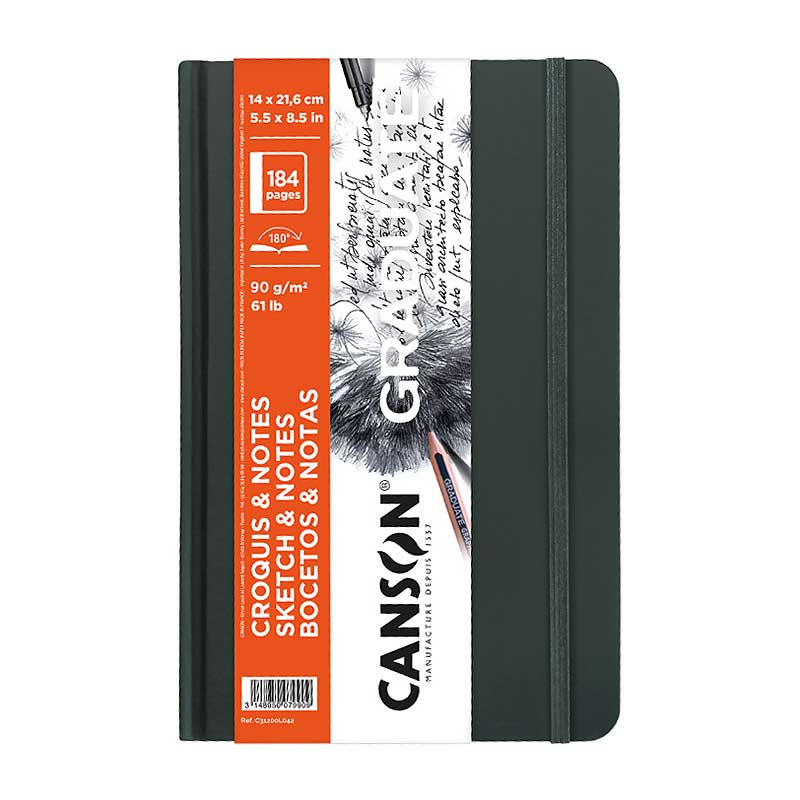 Canson Graduate Art Book скицер со тврд повез 90 g/m² 184 листа 14 x 21,6 cm Dark Grey