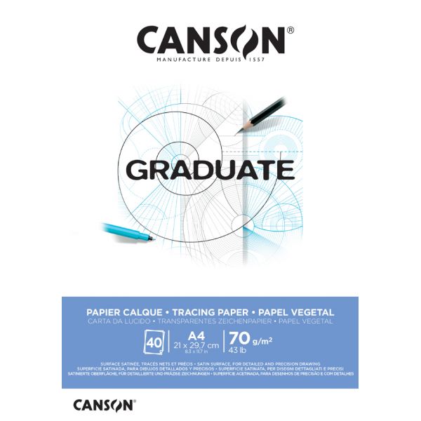 CANSON Graduate блок со паус хартија A4 лепен 72 g/m² - 40 листови