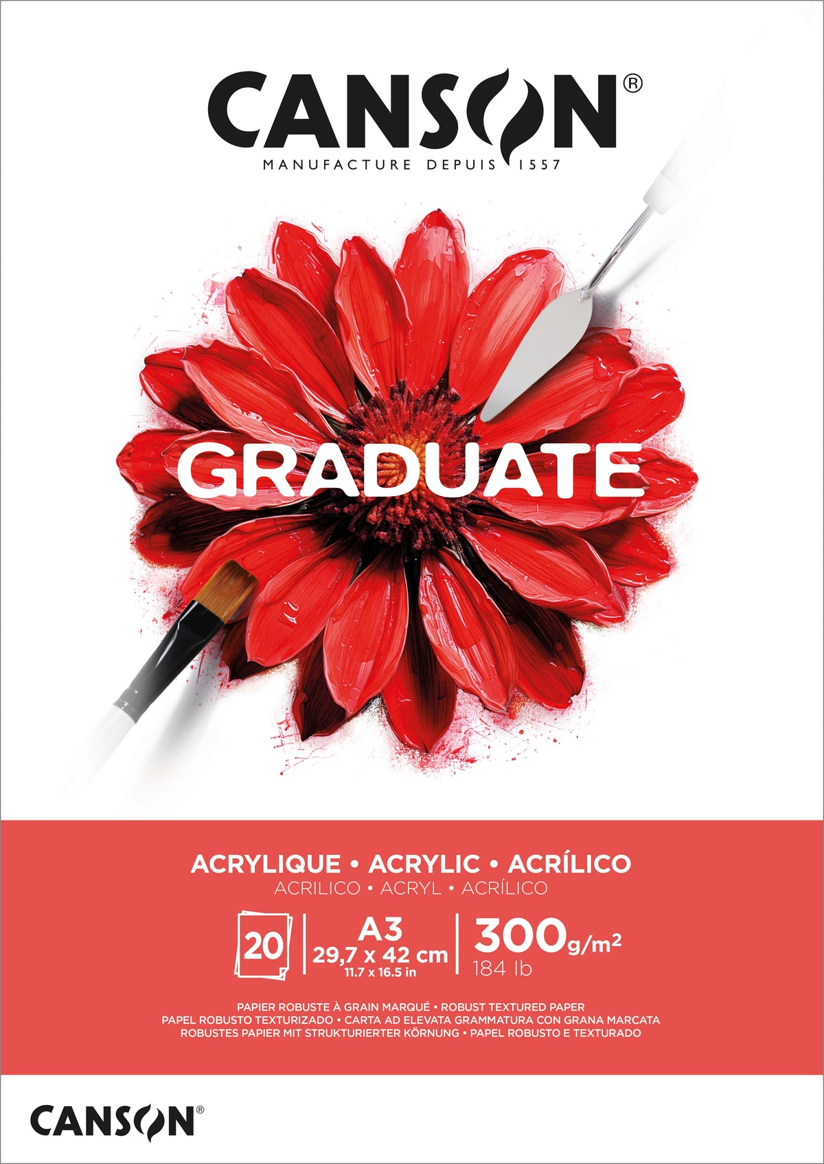 CANSON Graduate блок за акрил 300 g 20Л A3 лепен