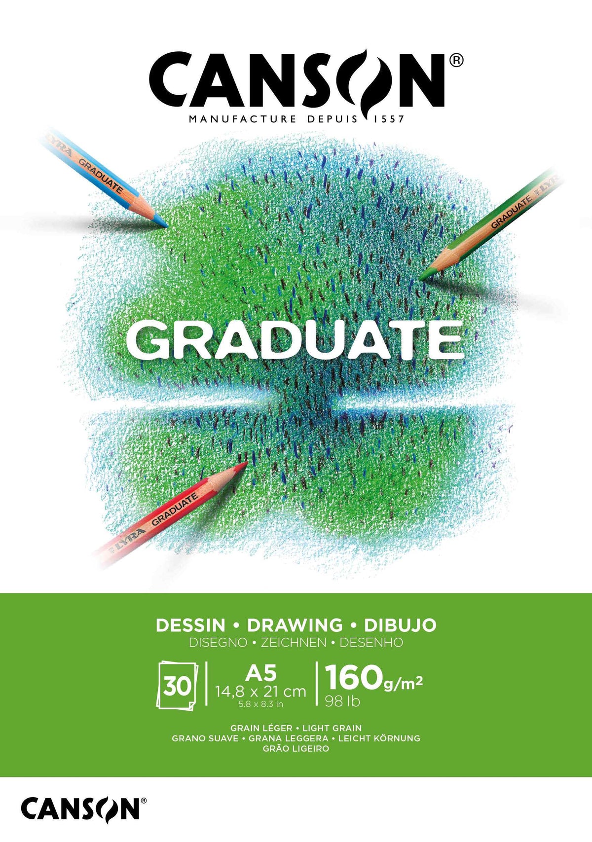 Canson Graduate блок за цртање бел 160 g/m² 30 листа A5 лепен