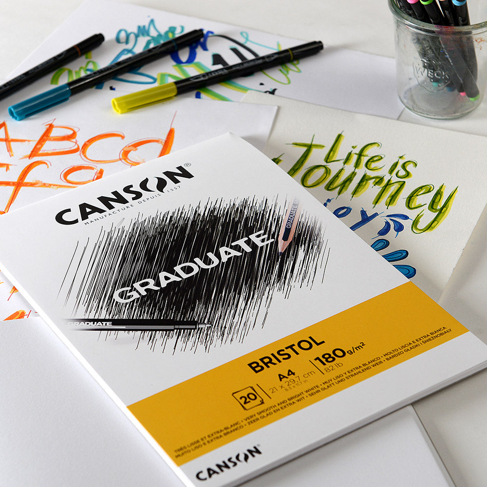 Блок за цртање CANSON Graduate Bristol 180 g/m² A4 - 20 листа, лепен