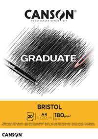 Блок за цртање CANSON Graduate Bristol 180 g/m² A4 - 20 листа, лепен