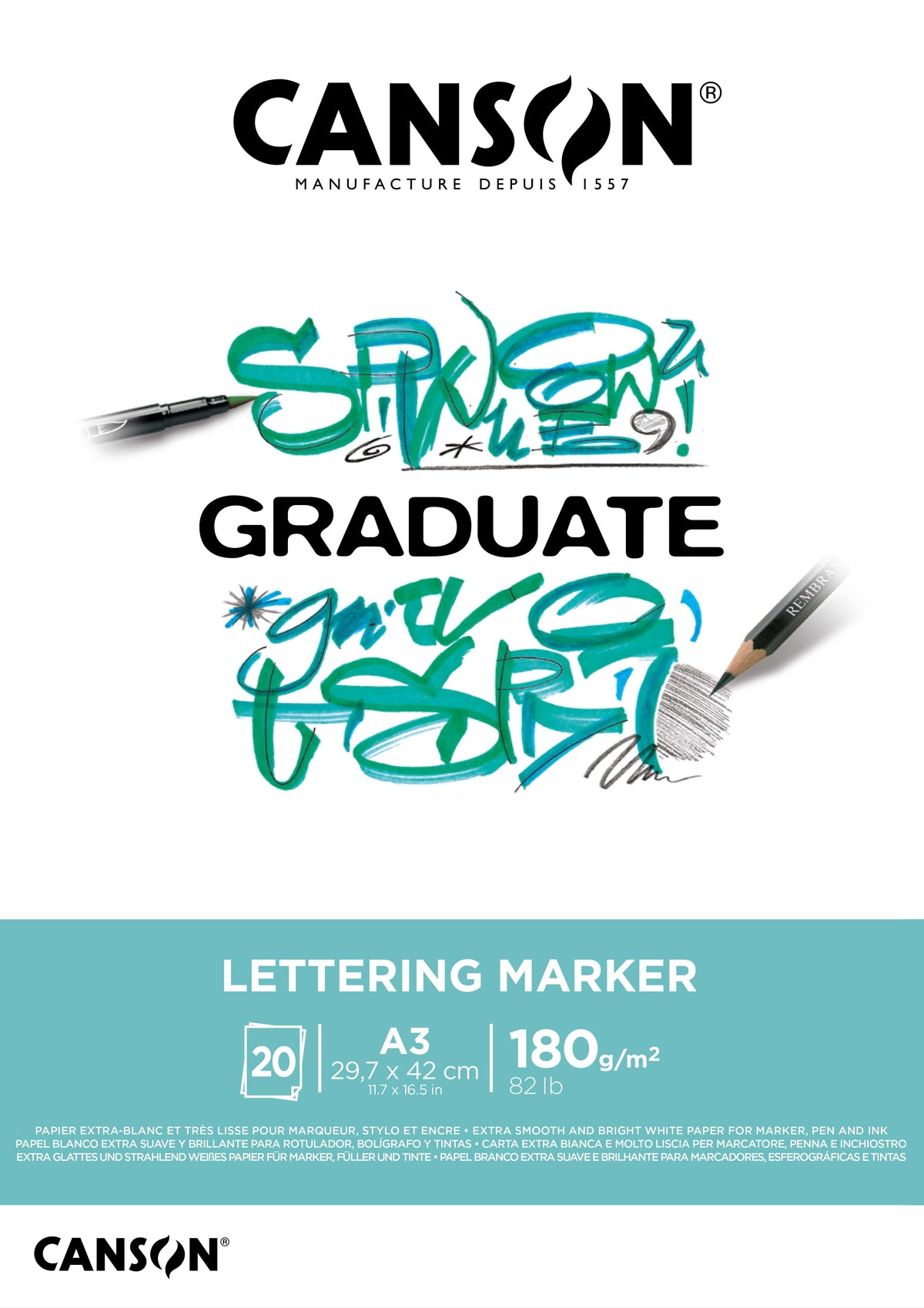 Canson Graduate Lettering Marker блок 180 g/m² - 20 листа, A3 залепен