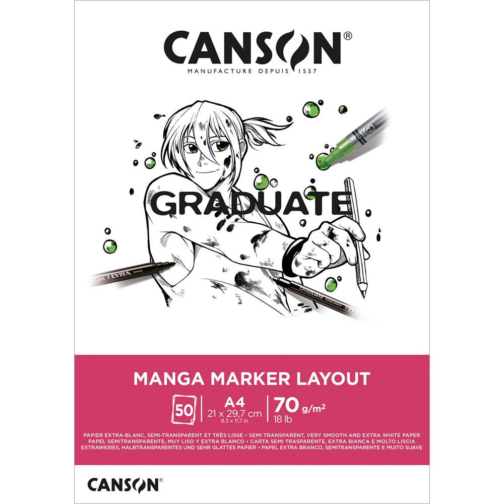 Canson Graduate Manga блок 200 g/m² - 30 листа, A4, лепен