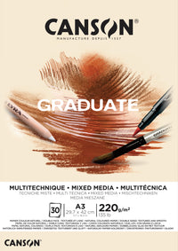 Canson Graduate Mix Media блок Natural 220 g 30L A3 лепен