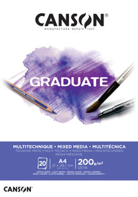 Canson Graduate Mix Media блок бел 200 g/m² - 20 листа, A4 залепен