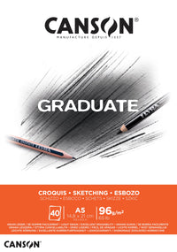 CANSON Graduate скицен блок 96 g/m², 40 листа, A5, залепен