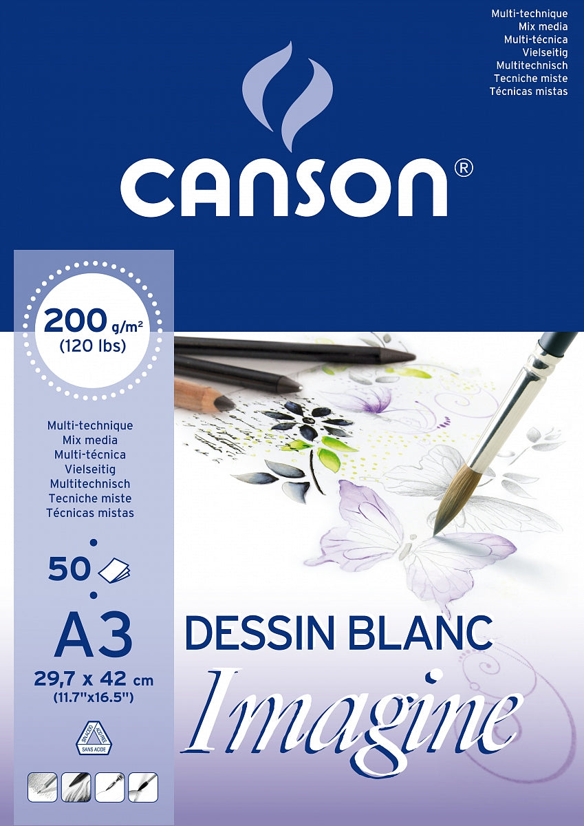 Canson Imagine лепен скицар за комбинирани техники 200 g/m² A3 - 50 листа