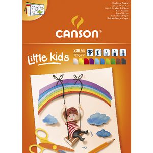 Блок во боја CANSON Kids A4 - 120 g/m², 30 листа, микс од 10 бои