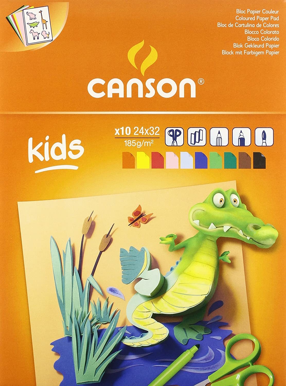 CANSON Kids скицар со хартија во боја 185 g/m² - 10 листа, 24 x 32 cm
