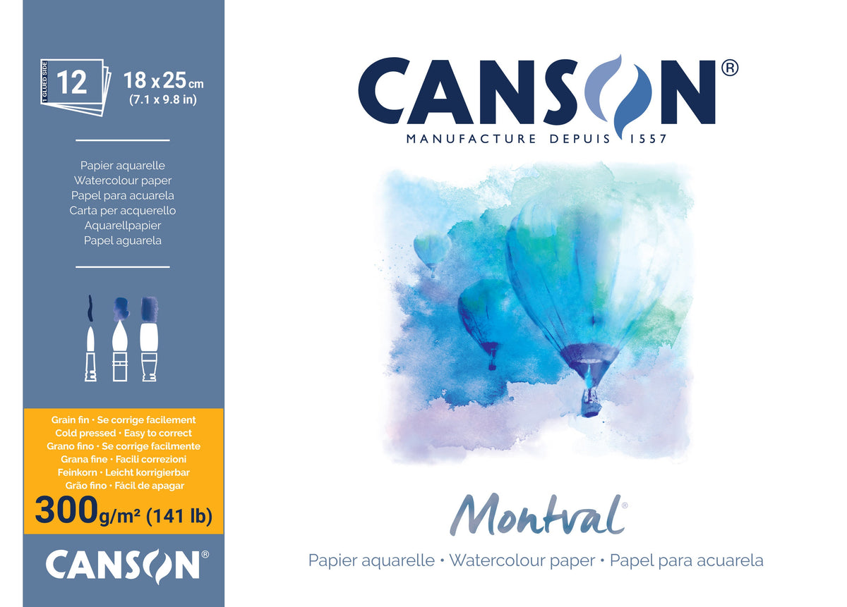 CANSON Montval акварелен блок CP 300 g/m² - 12 листови, 18 x 25 cm
