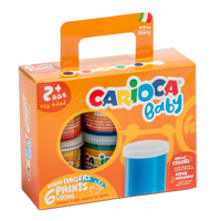 Carioca бои за прсти Baby 2+, хартиено куферче, 6 × 80 ml
