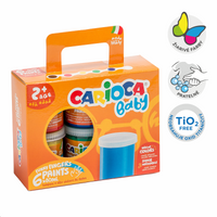 Carioca бои за прсти Baby 2+, хартиено куферче, 6 × 80 ml