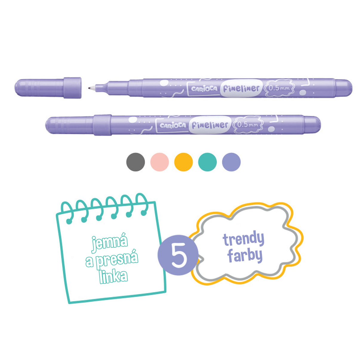 Carioca Fineliner 0,5 mm, микс бои