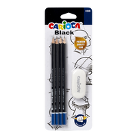 Carioca сет триаголни моливи Black 2/HB со гума, 4 пар.