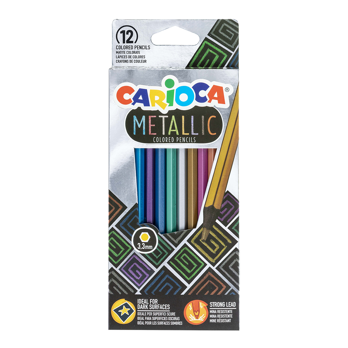 Carioca шестоаголни дрвени боички Metallic, 12 пар.