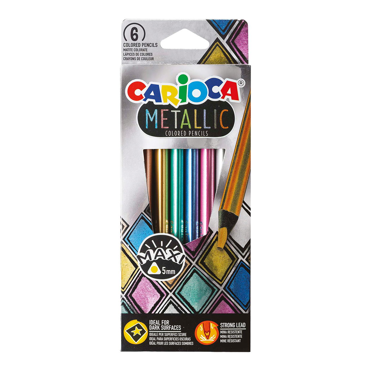 Carioca триаголни металик дрвени боички Metallic, 6 пар.