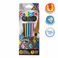 Carioca триаголни металик дрвени боички Metallic, 6 пар.
