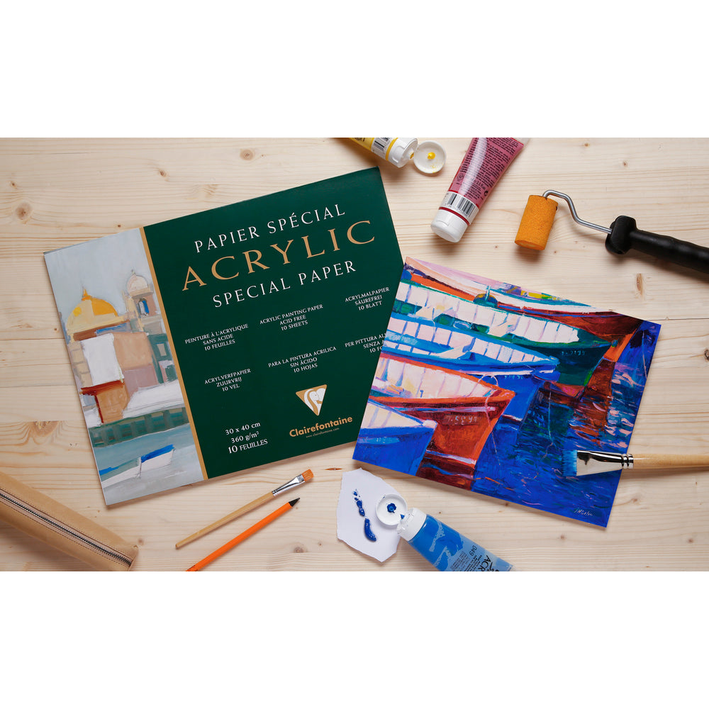 Clairefontaine блок за акрил 360 g/m² – 10 листа, 20 x 40 cm залепен