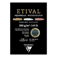 Clairefontaine Étival блок за акварел CP R 300 g 15L лепен Black