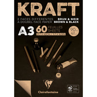 Clairefontaine крафт блок лепен – 90 g 60 листа A3 кафеава и црна